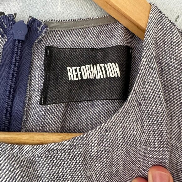 Reformation Blue Linen Puff Sleeve Maxi Dress - Picture 8 of 9